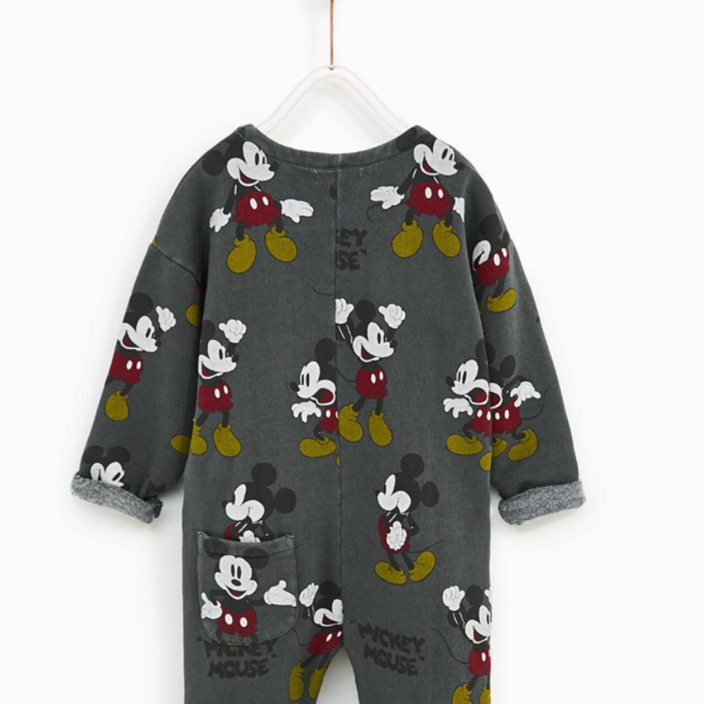 Zara Gray Mickey Mouse Print Kids Bottoms
